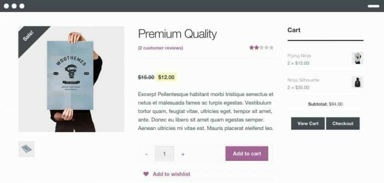 A screen shot of a woocommerce product page.