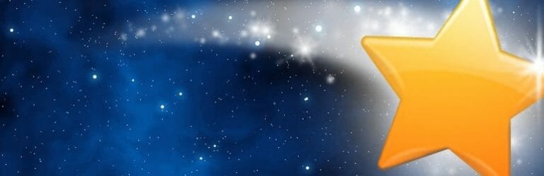 A star in space with a background of stars.