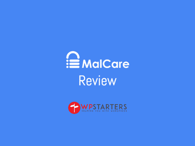 A blue background with the words malcare review.
