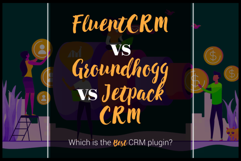 A group of people with the words fluent crm vs groundhog crm.